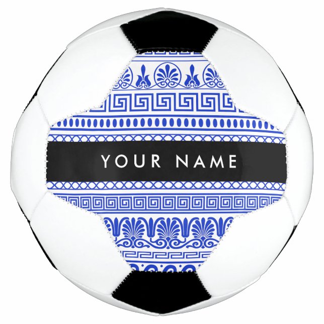 Griechischer Fret, Mixed Meander Key, Blau, Ihr Na Fußball (Vorderseite)