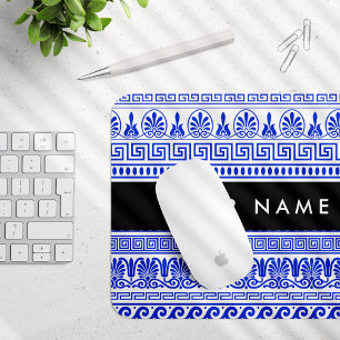 Griechischer Fret, Mixed Meander Key, Blau, Ihr Na Mousepad