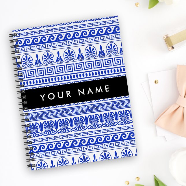 Griechischer Fret, Mixed Meander Key, Blau, Ihr Na Notizblock (Von Creator hochgeladen)