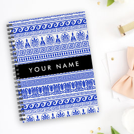 Griechischer Fret, Mixed Meander Key, Blau, Ihr Na Notizbuch