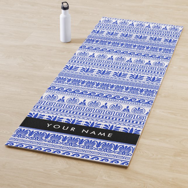 Griechischer Fret, Mixed Meander Key, Blau, Ihr Na Yogamatte (Beispiel)