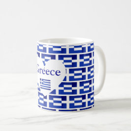 Griechischer geometrischer Entwurf der Flagge Kaffeetasse