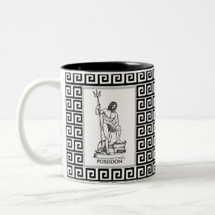 Griechischer Gott auf Schwarz-Weiß-Griechischem Mu Zweifarbige Tasse