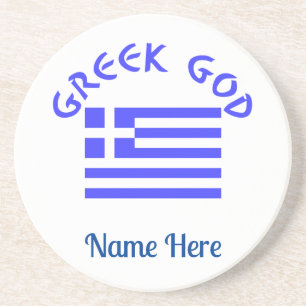 Griechischer Gott und die griechische Flagge Perso Getränkeuntersetzer
