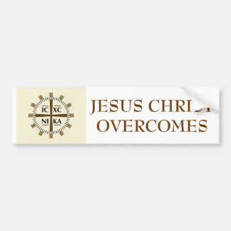 Griechischer "Jesus Christus überwindt " Autoaufkleber