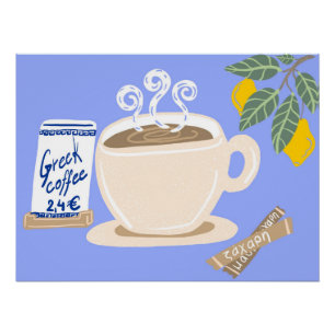 Griechischer Kaffee & Zitronenzweig Mittelmeer Pos Poster