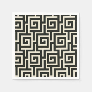 griechischer Key Black Serviette