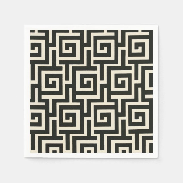 griechischer Key Black Serviette (Vorderseite)