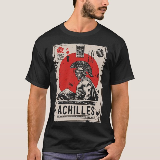 Griechischer Krieg mit Roter Sonne | Achilles Myth T-Shirt (Vorderseite)