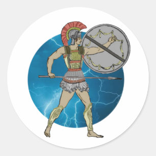 Griechischer Krieger Runder Aufkleber
