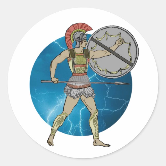 Griechischer Krieger Runder Aufkleber (Vorderseite)