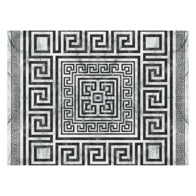 Griechischer Mäander - Schwarz-Weiß-Marmor mit gri Tischdecke (Vorderseite (Horizontal))