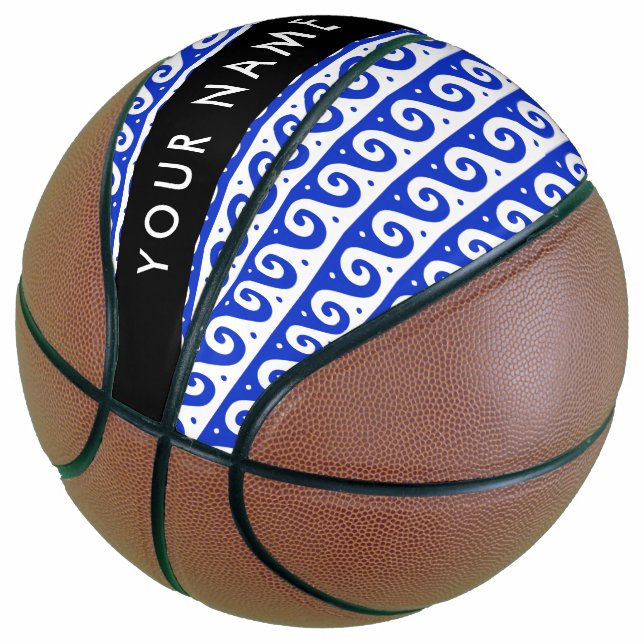Griechischer Masander-Schlüssel, Wave Key, Blau, I Basketball (angewinkelt)