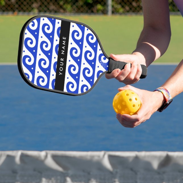 Griechischer Masander-Schlüssel, Wave Key, Blau, I Pickleball Schläger (InSitu)