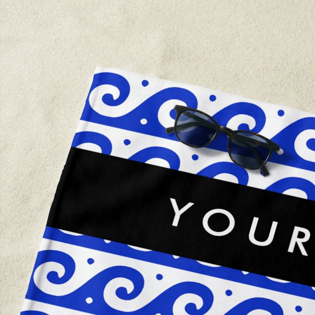 Griechischer Masander-Schlüssel, Wave Key, Blau, I Strandtuch (Beispiel)