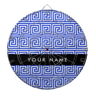 Griechischer Meander Key Blue, Ihr Name, personali Dartscheibe