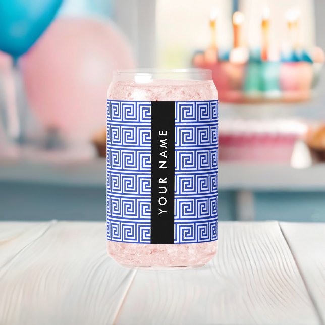 Griechischer Meander Key Blue, Ihr Name, personali Dosenglas (Insitu (Baby Party))