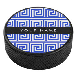 Griechischer Meander Key Blue, Ihr Name, personali Eishockey Puck