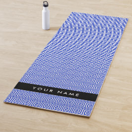 Griechischer Meander Key Blue, Ihr Name, personali Yogamatte