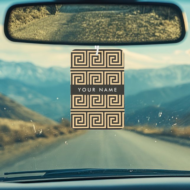 Griechischer Meander Key Brown, Ihr Name, personal Autolufterfrischer (Von Creator hochgeladen)