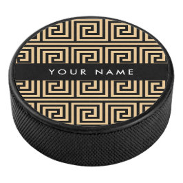 Griechischer Meander Key Brown, Ihr Name, personal Eishockey Puck