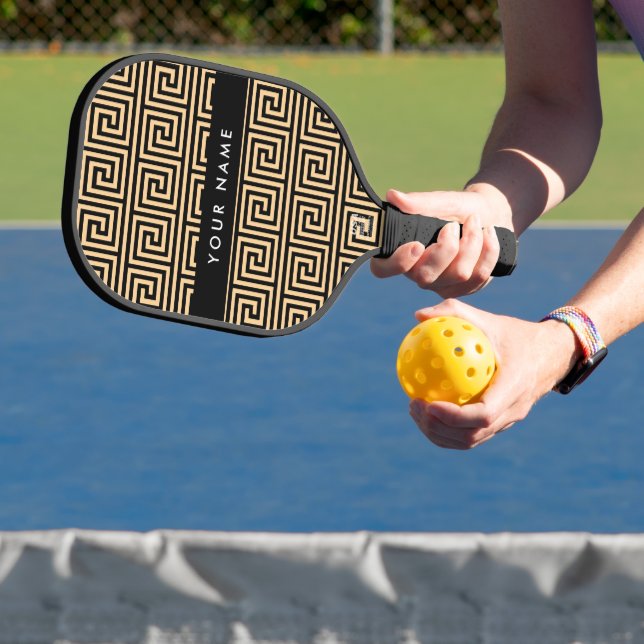 Griechischer Meander Key Brown, Ihr Name, personal Pickleball Schläger (InSitu)