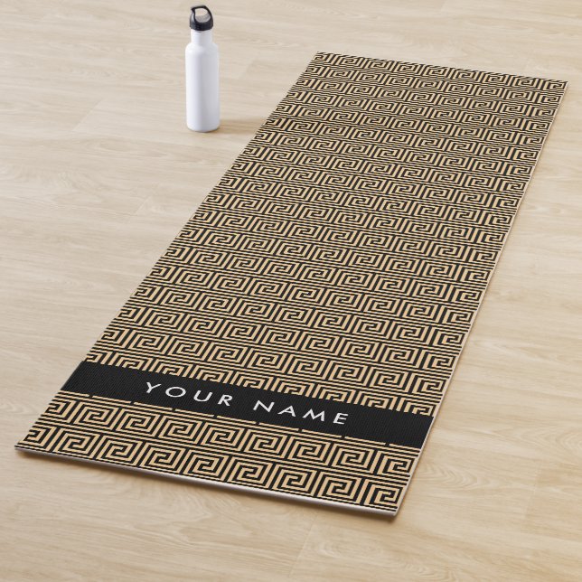 Griechischer Meander Key Brown, Ihr Name, personal Yogamatte (Beispiel)