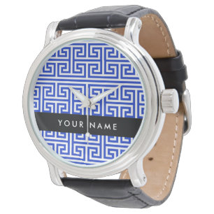 Griechischer Meander Key H Blue, Ihr Name, persona Armbanduhr