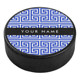 Griechischer Meander Key H Blue, Ihr Name, persona Eishockey Puck