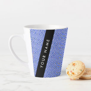 Griechischer Meander Key H Blue, Ihr Name, persona Milchtasse