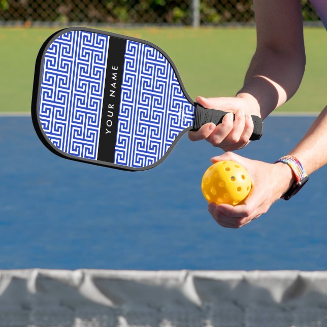 Griechischer Meander Key H Blue, Ihr Name, persona Pickleball Schläger (InSitu)