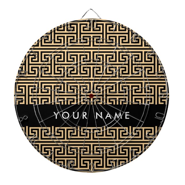 Griechischer Meander Key H Brown, Ihr Name, person Dartscheibe (vorne)