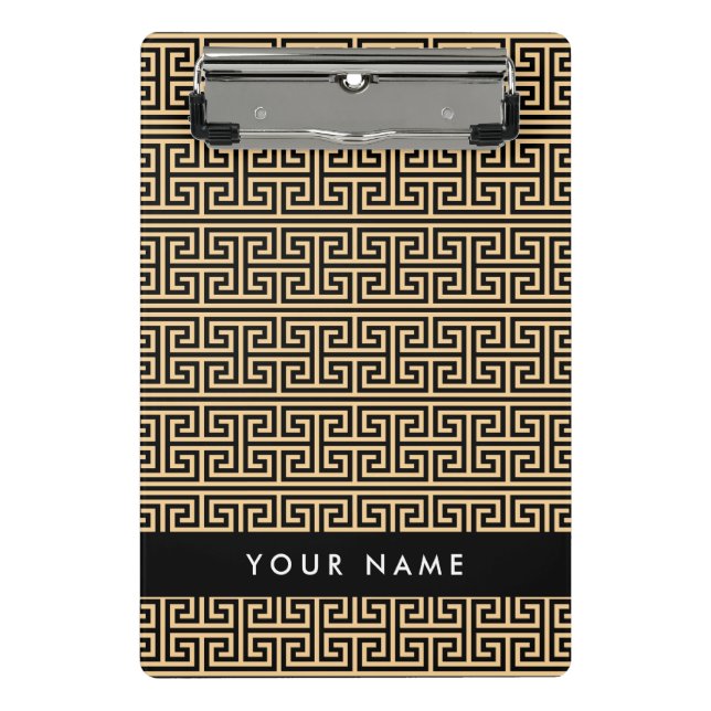 Griechischer Meander Key H Brown, Ihr Name, person Mini Klemmbrett (Vorderseite)