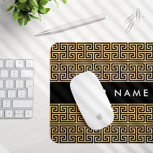 Griechischer Meander Key H Brown, Ihr Name, person Mousepad