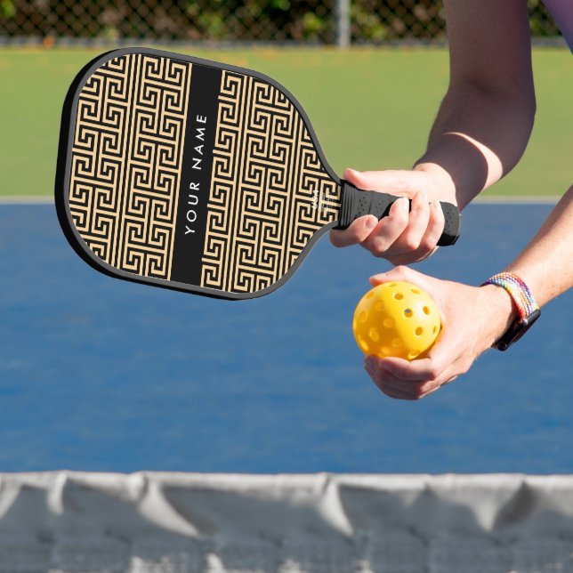 Griechischer Meander Key H Brown, Ihr Name, person Pickleball Schläger (InSitu)