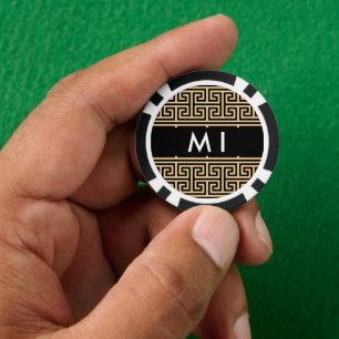 Griechischer Meander Key H Brown, Ihr Name, person Pokerchips