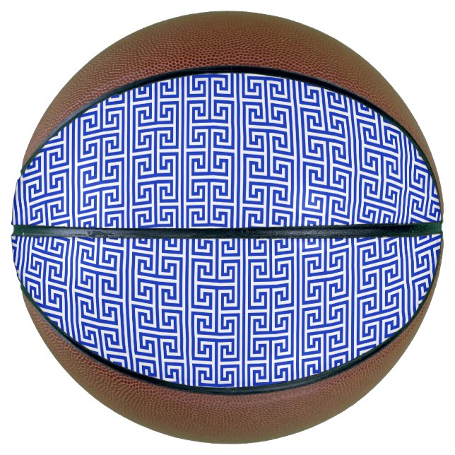 Griechischer Meander Key Square H Pattern Blau Basketball (Vorderseite)