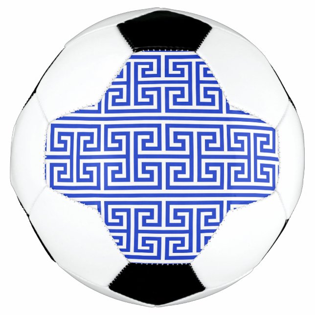 Griechischer Meander Key Square H Pattern Blau Fußball (Vorderseite)