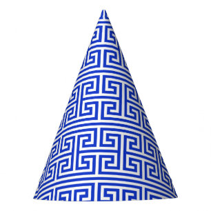 Griechischer Meander Key Square H Pattern Blau Partyhütchen