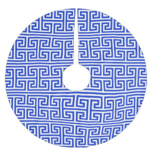 Griechischer Meander Key Square H Pattern Blau Polyester Weihnachtsbaumdecke