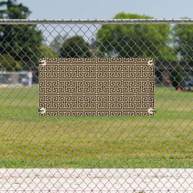 Griechischer Meander Key Square H Pattern Brown Banner (Insitu)