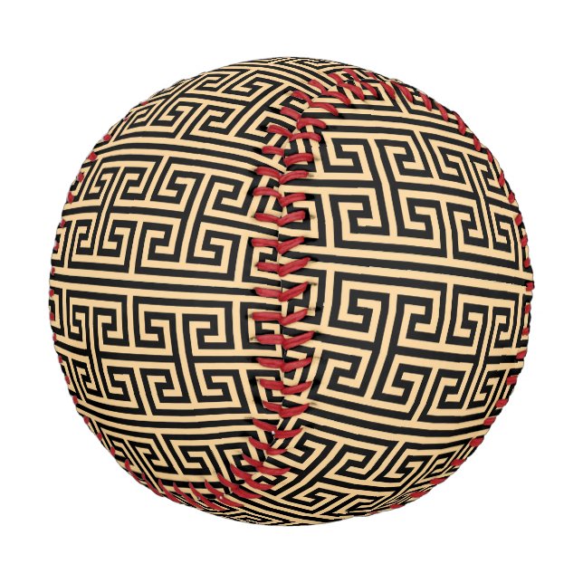 Griechischer Meander Key Square H Pattern Brown Baseball (Schrägansicht)