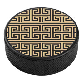 Griechischer Meander Key Square H Pattern Brown Eishockey Puck
