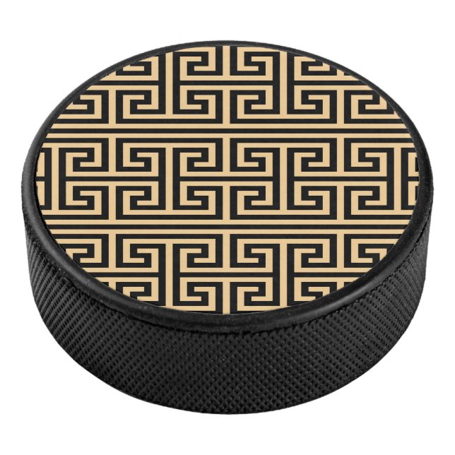 Griechischer Meander Key Square H Pattern Brown Eishockey Puck (3/4)