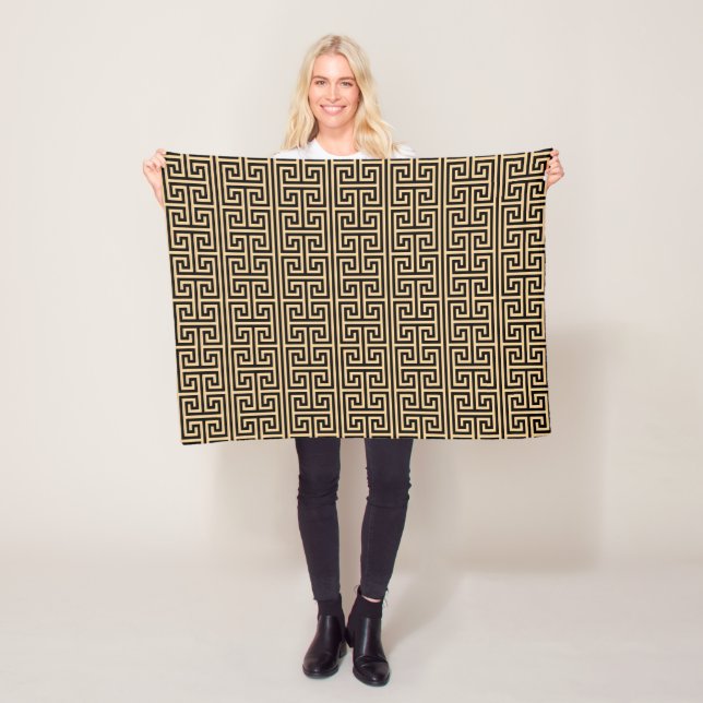 Griechischer Meander Key Square H Pattern Brown Fleecedecke (Beispiel)