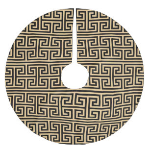 Griechischer Meander Key Square H Pattern Brown Polyester Weihnachtsbaumdecke