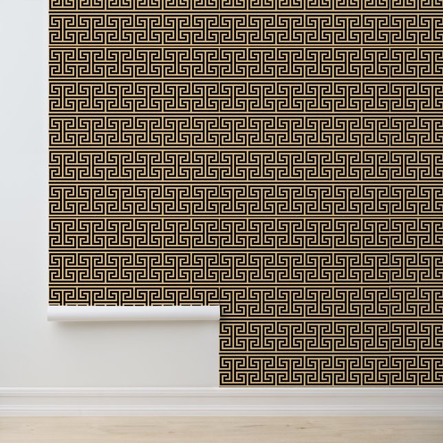 Griechischer Meander Key Square H Pattern Brown Tapete (Anwendung)
