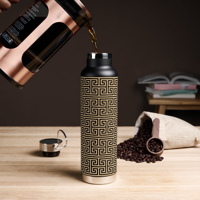 Griechischer Meander Key Square H Pattern Brown Trinkflasche (Kaffee)