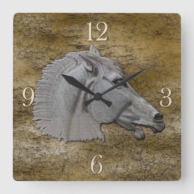 Griechischer Mythologiekopf Quadratische Wanduhr (Vorderseite)