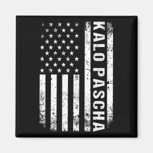 Griechischer Ostern Kalo Pascha Retro US Flag Grie Magnet